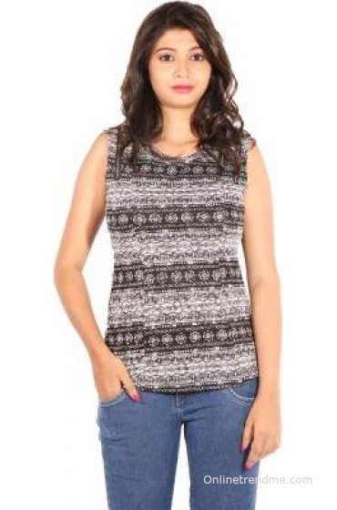 Showoff Casual Sleeveless Printed Women's Top